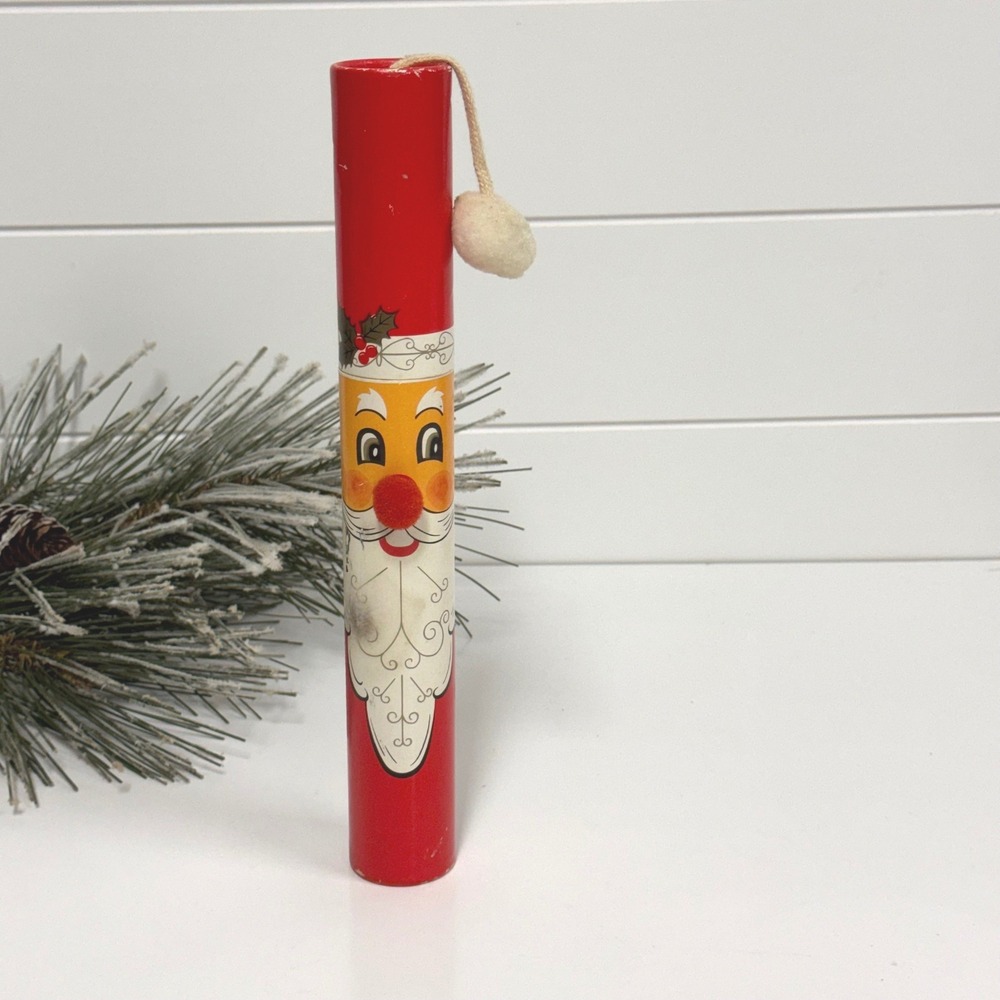 Vintage Santa Claus Fireplace Match Holder Tube Japan MCM Christmas decor